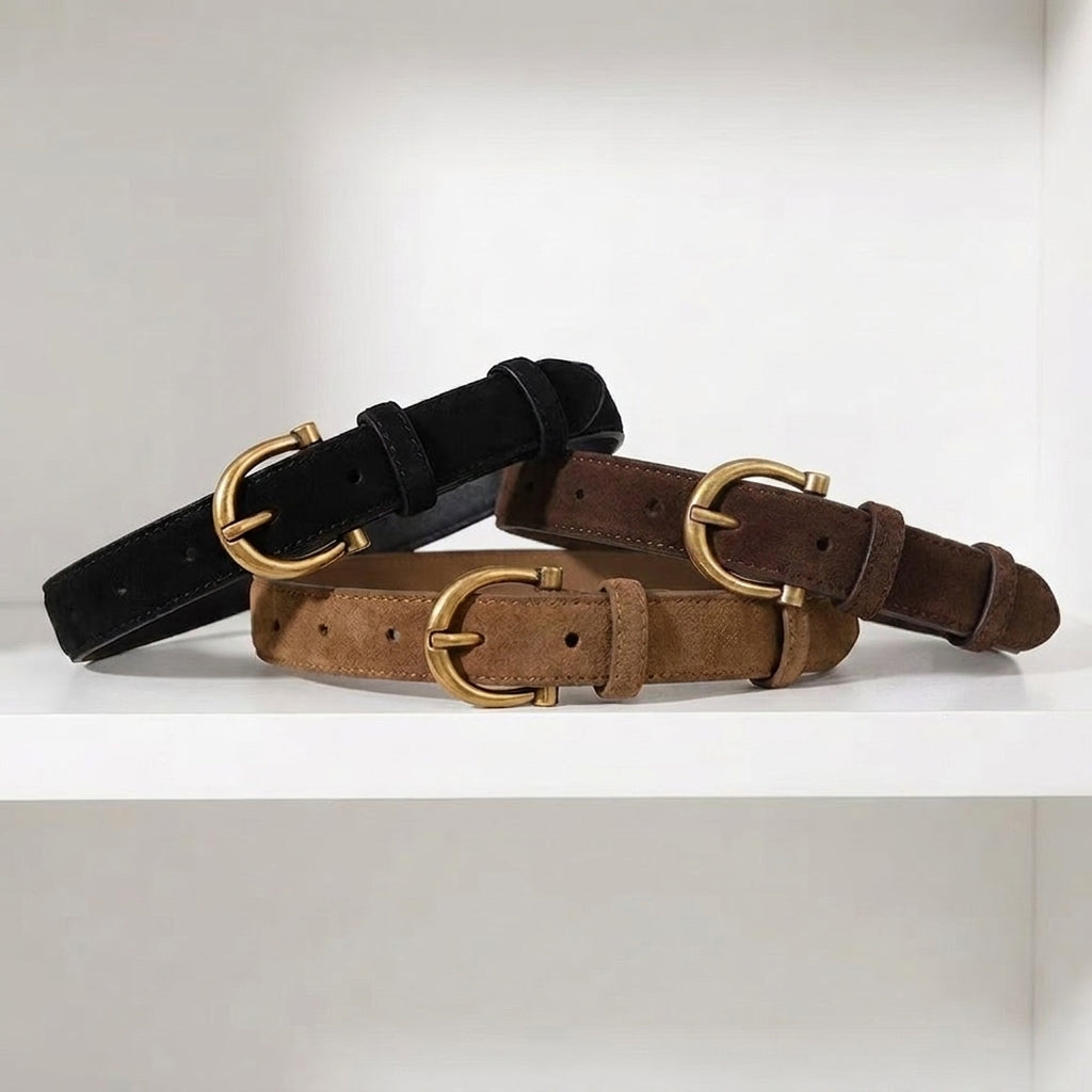 חגורת "Suede Luxe" –  חגורת עור הפוך דקה לצללית מושלמת