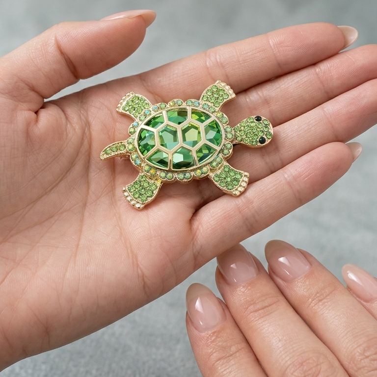 סיכת צב "Emerald Turtle" – הקסם הקטן שמשלים כל לוק