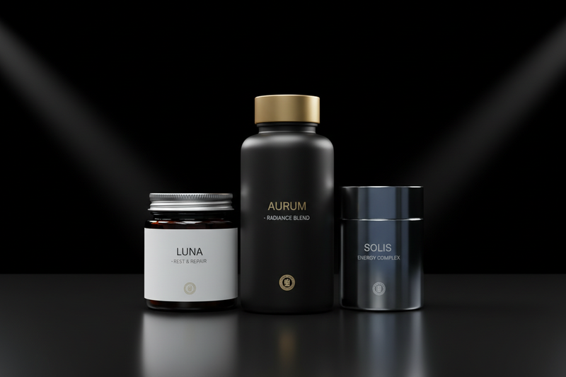 supplements on black background